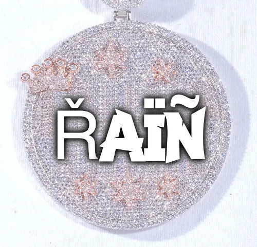 CUSTOM LETTER NECKLACE 3D BIG CROWN DISC sold by The GUU Shop