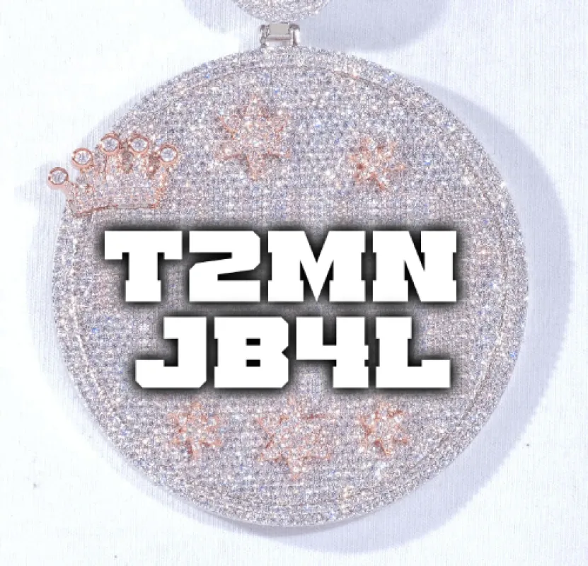 CUSTOM LETTER NECKLACE 3D BIG CROWN DISC sold by The GUU Shop