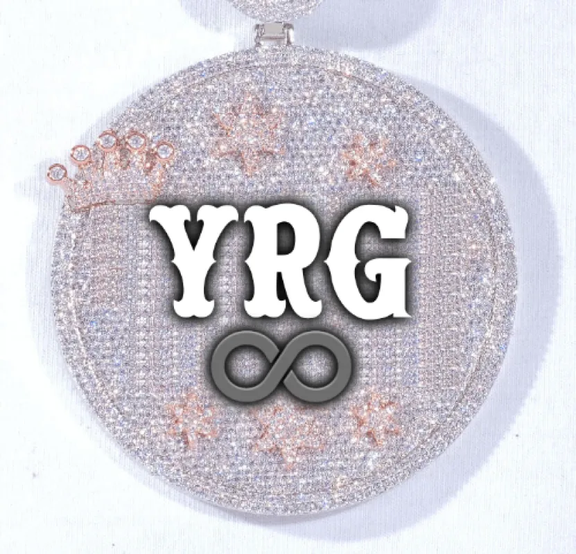 CUSTOM LETTER NECKLACE 3D BIG CROWN DISC sold by The GUU Shop