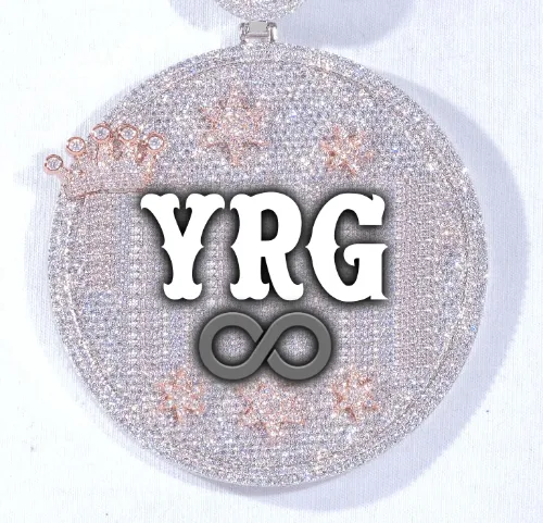 CUSTOM LETTER NECKLACE 3D BIG CROWN DISC sold by The GUU Shop