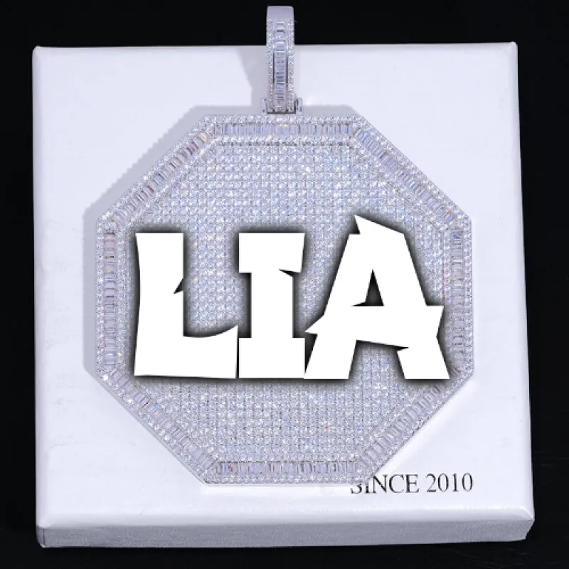 CUSTOM LETTER NECKLACE 3D BIG OCTAGON sold by The GUU Shop
