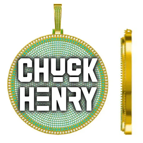 CUSTOM LETTER NECKLACE 3D BIG DISC sold by The GUU Shop