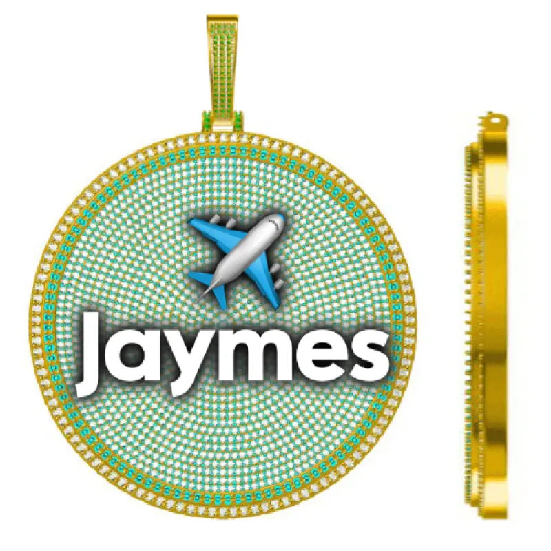 CUSTOM LETTER NECKLACE 3D BIG DISC sold by The GUU Shop