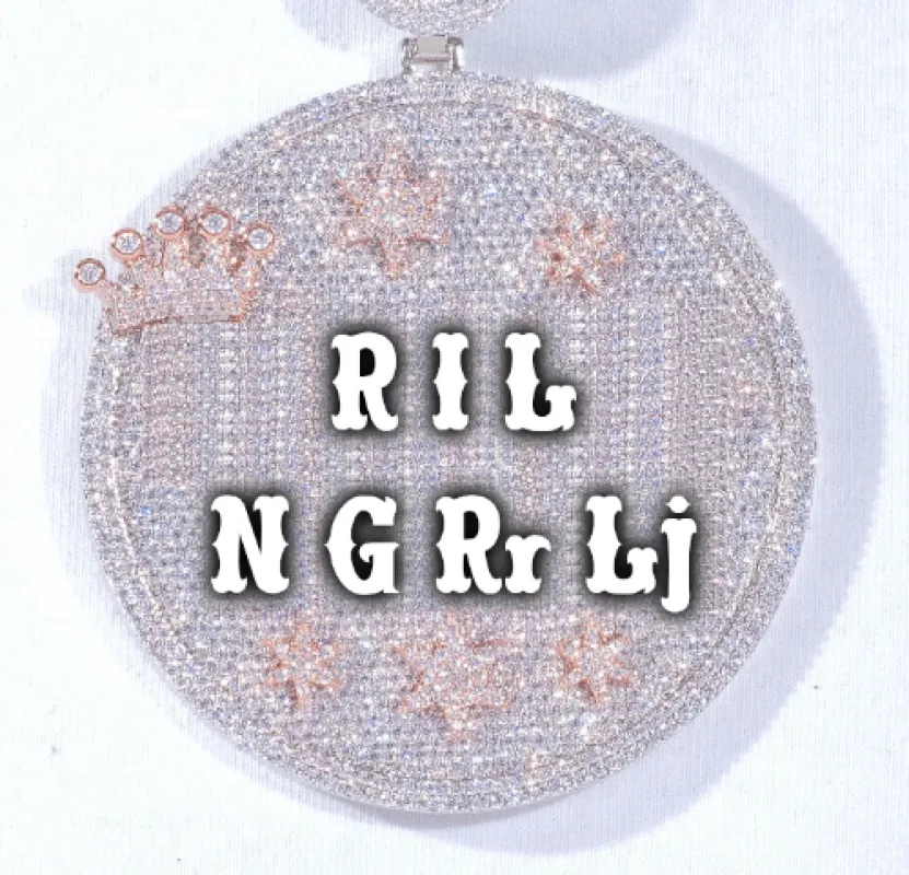 CUSTOM LETTER NECKLACE 3D BIG CROWN DISC sold by The GUU Shop