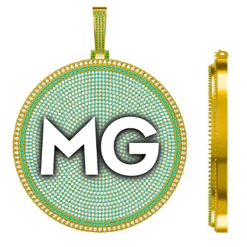 CUSTOM LETTER NECKLACE 3D BIG DISC sold by The GUU Shop