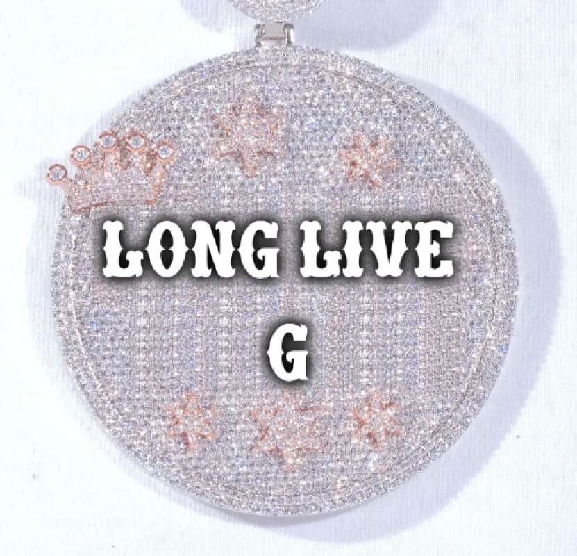 CUSTOM LETTER NECKLACE 3D BIG CROWN DISC sold by The GUU Shop