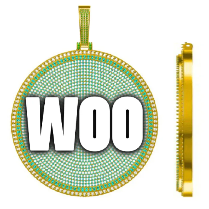 CUSTOM LETTER NECKLACE 3D BIG DISC sold by The GUU Shop