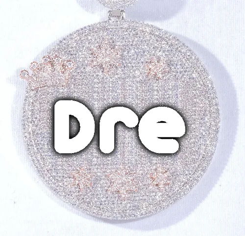 CUSTOM LETTER NECKLACE 3D BIG CROWN DISC sold by The GUU Shop