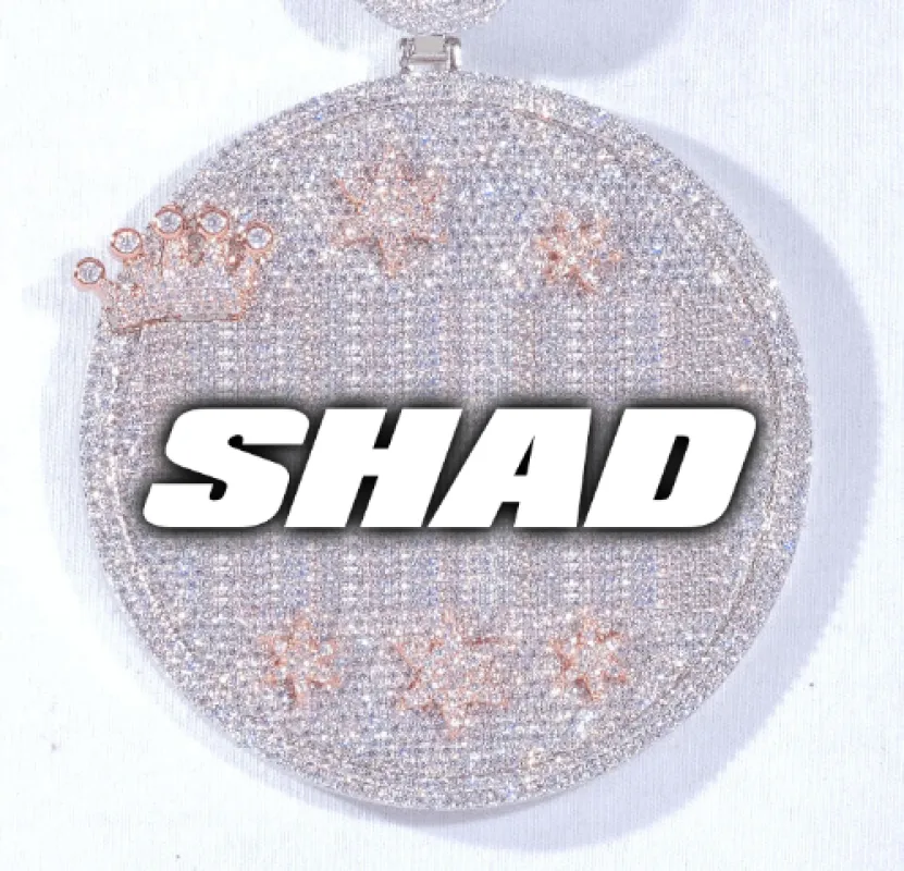 CUSTOM LETTER NECKLACE 3D BIG CROWN DISC sold by The GUU Shop