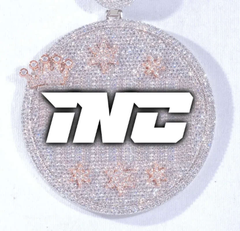 CUSTOM LETTER NECKLACE 3D BIG CROWN DISC sold by The GUU Shop