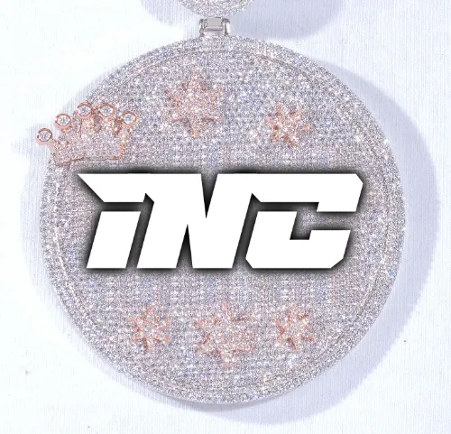 CUSTOM LETTER NECKLACE 3D BIG CROWN DISC sold by The GUU Shop