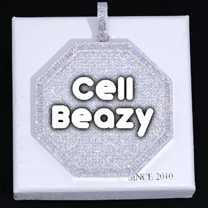 CUSTOM LETTER NECKLACE 3D BIG OCTAGON sold by The GUU Shop