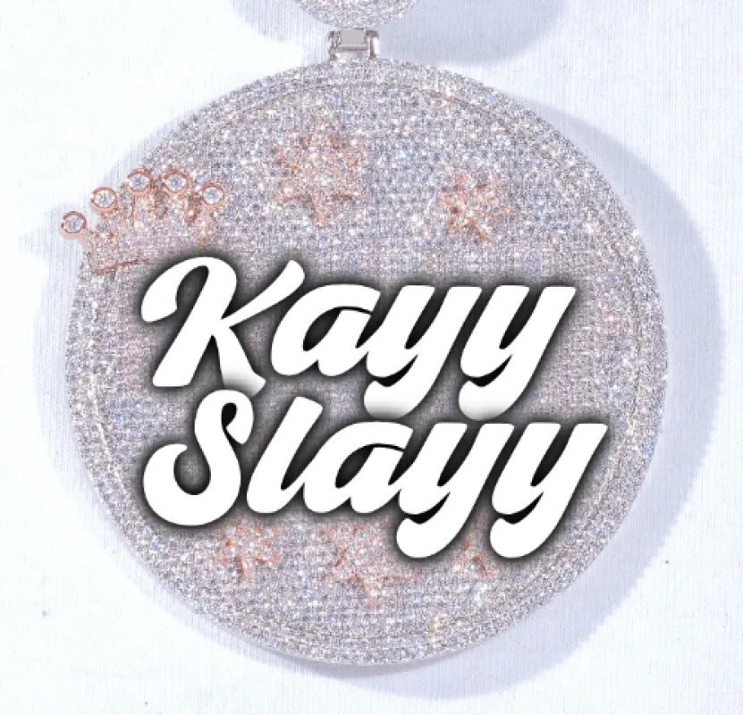 CUSTOM LETTER NECKLACE 3D BIG CROWN DISC sold by The GUU Shop