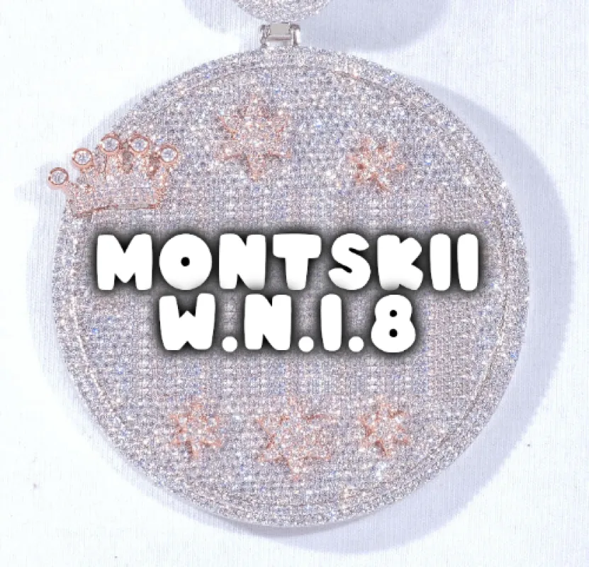 CUSTOM LETTER NECKLACE 3D BIG CROWN DISC sold by The GUU Shop