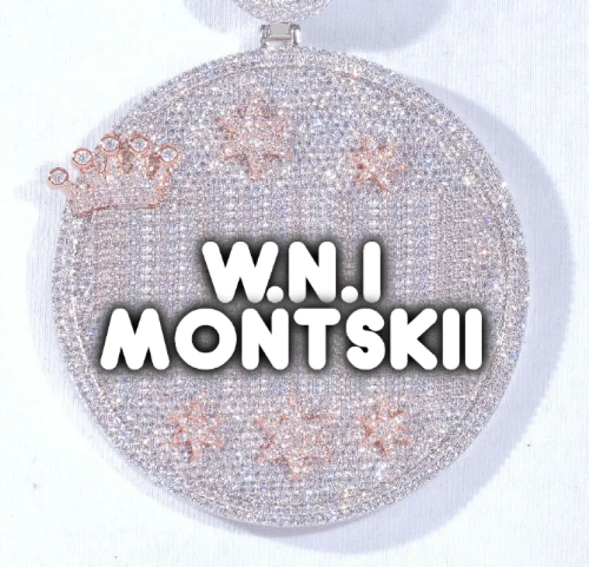 CUSTOM LETTER NECKLACE 3D BIG CROWN DISC sold by The GUU Shop