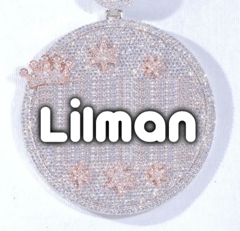 CUSTOM LETTER NECKLACE 3D BIG CROWN DISC sold by The GUU Shop