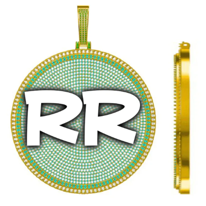 CUSTOM LETTER NECKLACE 3D BIG DISC sold by The GUU Shop