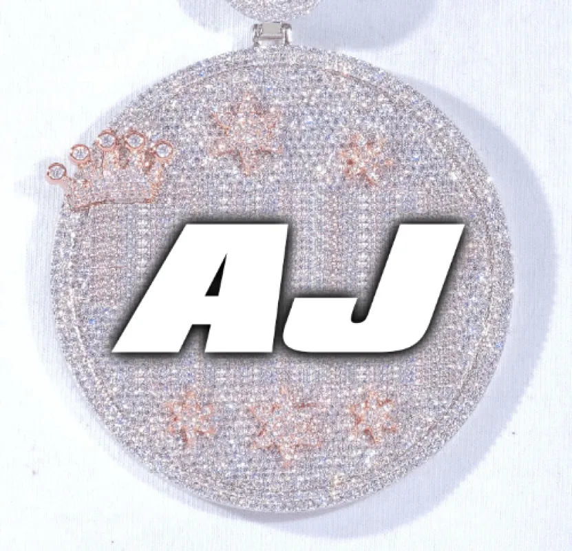 CUSTOM LETTER NECKLACE 3D BIG CROWN DISC made by The GUU Shop