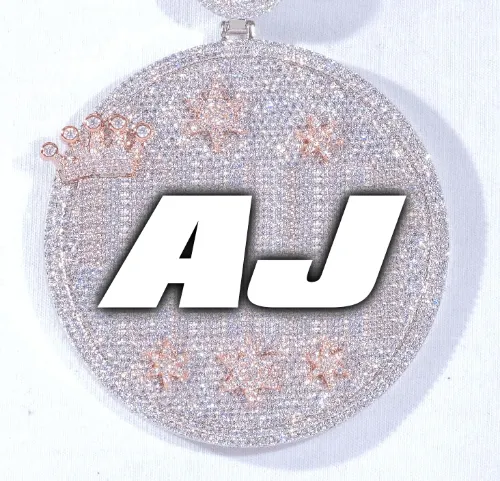 CUSTOM LETTER NECKLACE 3D BIG CROWN DISC sold by The GUU Shop