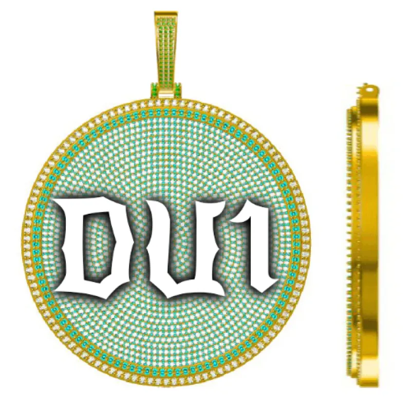 CUSTOM LETTER NECKLACE 3D BIG DISC sold by The GUU Shop