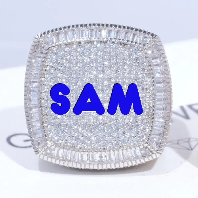 CUSTOM LETTER 3D ICED RING sold by The GUU Shop
