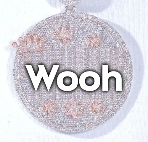 CUSTOM LETTER NECKLACE 3D BIG CROWN DISC sold by The GUU Shop