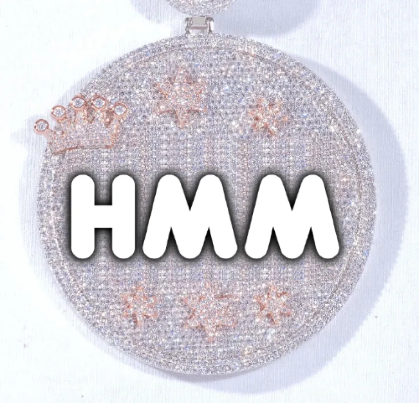 CUSTOM LETTER NECKLACE 3D BIG CROWN DISC sold by The GUU Shop