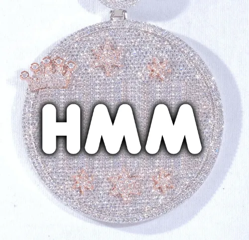 CUSTOM LETTER NECKLACE 3D BIG CROWN DISC sold by The GUU Shop