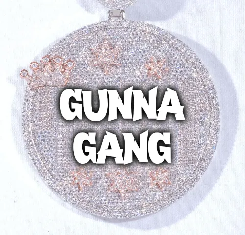 CUSTOM LETTER NECKLACE 3D BIG CROWN DISC sold by The GUU Shop