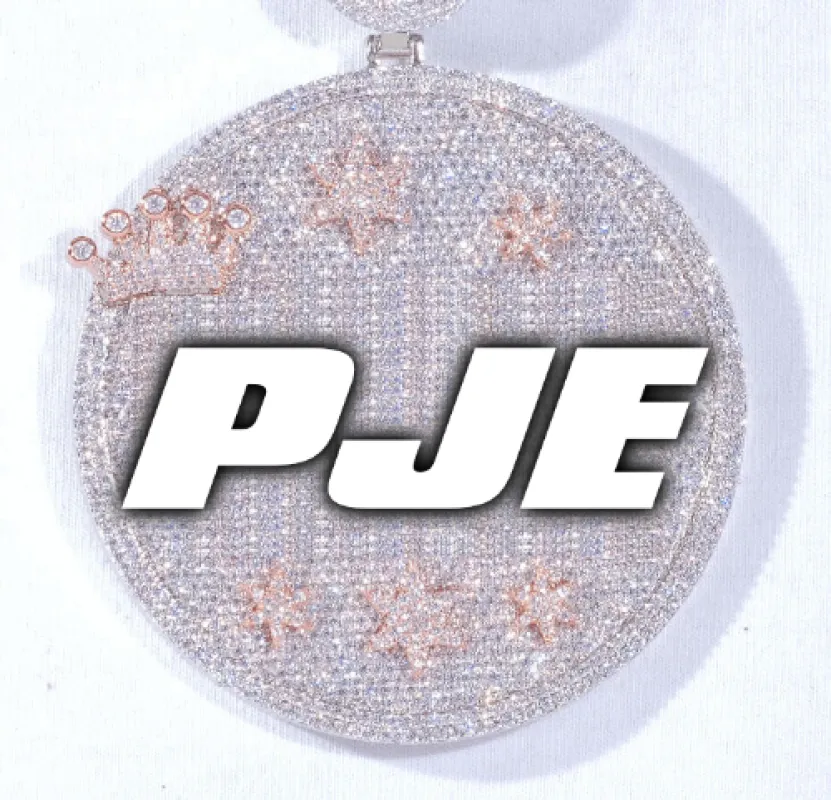 CUSTOM LETTER NECKLACE 3D BIG CROWN DISC sold by The GUU Shop