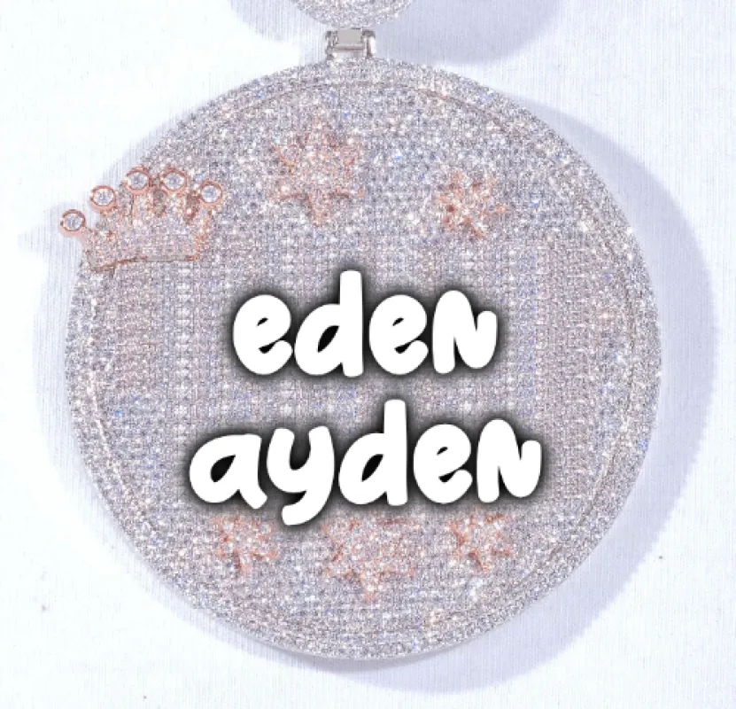 CUSTOM LETTER NECKLACE 3D BIG CROWN DISC sold by The GUU Shop