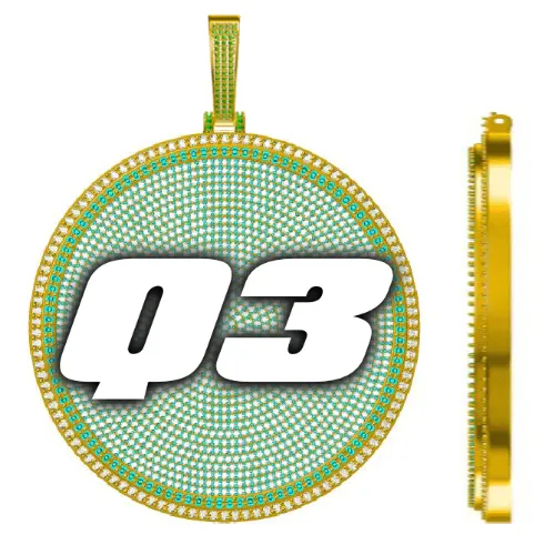 CUSTOM LETTER NECKLACE 3D BIG DISC sold by The GUU Shop