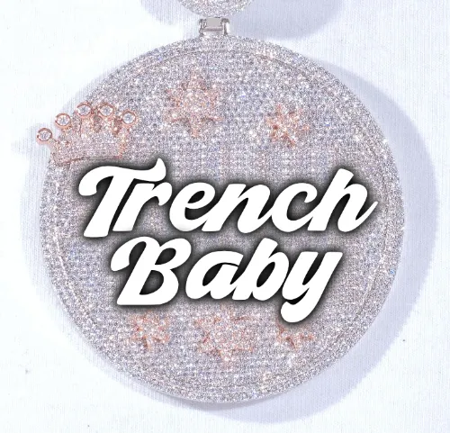 CUSTOM LETTER NECKLACE 3D BIG CROWN DISC sold by The GUU Shop