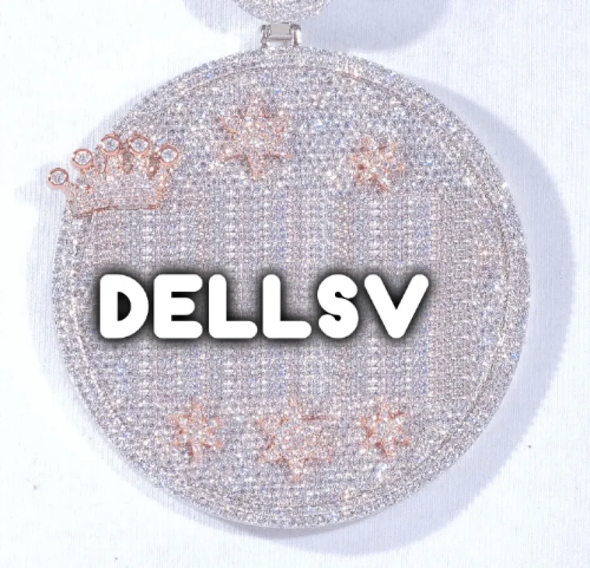 CUSTOM LETTER NECKLACE 3D BIG CROWN DISC sold by The GUU Shop