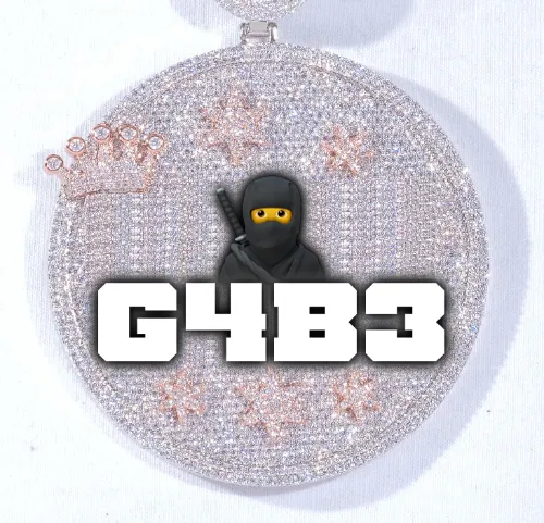 CUSTOM LETTER NECKLACE 3D BIG CROWN DISC sold by The GUU Shop