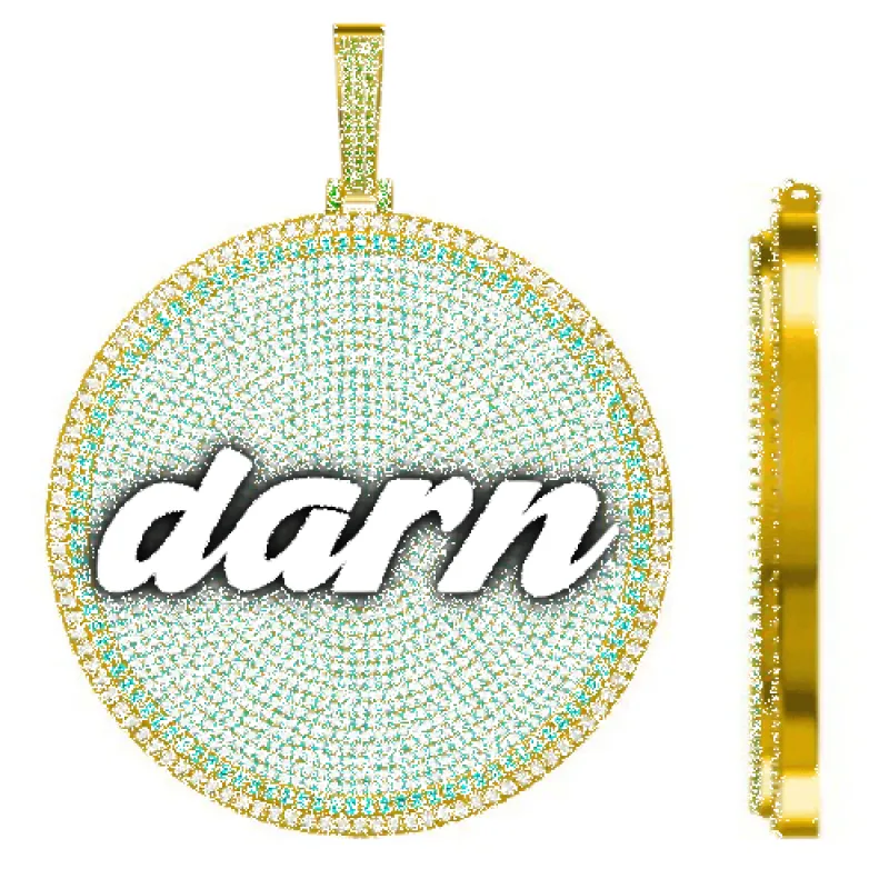 CUSTOM LETTER NECKLACE 3D BIG DISC sold by The GUU Shop