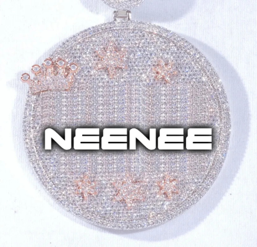 CUSTOM LETTER NECKLACE 3D BIG CROWN DISC sold by The GUU Shop