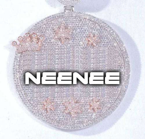 CUSTOM LETTER NECKLACE 3D BIG CROWN DISC sold by The GUU Shop