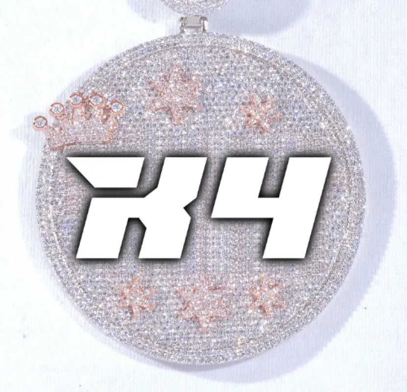 CUSTOM LETTER NECKLACE 3D BIG CROWN DISC sold by The GUU Shop