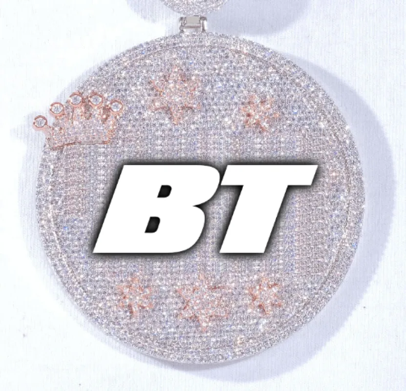 CUSTOM LETTER NECKLACE 3D BIG CROWN DISC sold by The GUU Shop