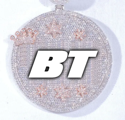 CUSTOM LETTER NECKLACE 3D BIG CROWN DISC sold by The GUU Shop