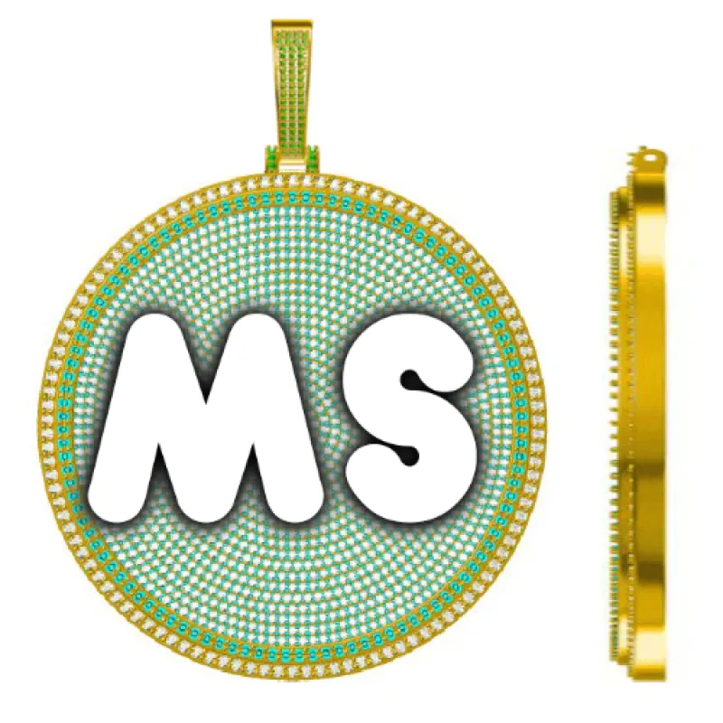 CUSTOM LETTER NECKLACE 3D BIG DISC sold by The GUU Shop