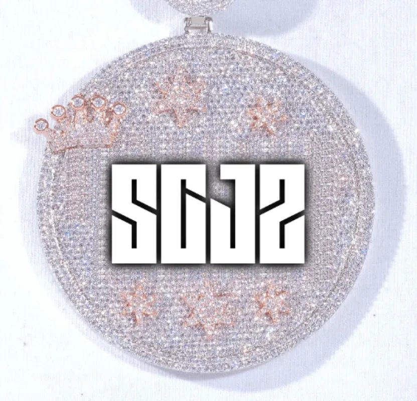 CUSTOM LETTER NECKLACE 3D BIG CROWN DISC sold by The GUU Shop