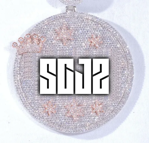 CUSTOM LETTER NECKLACE 3D BIG CROWN DISC sold by The GUU Shop