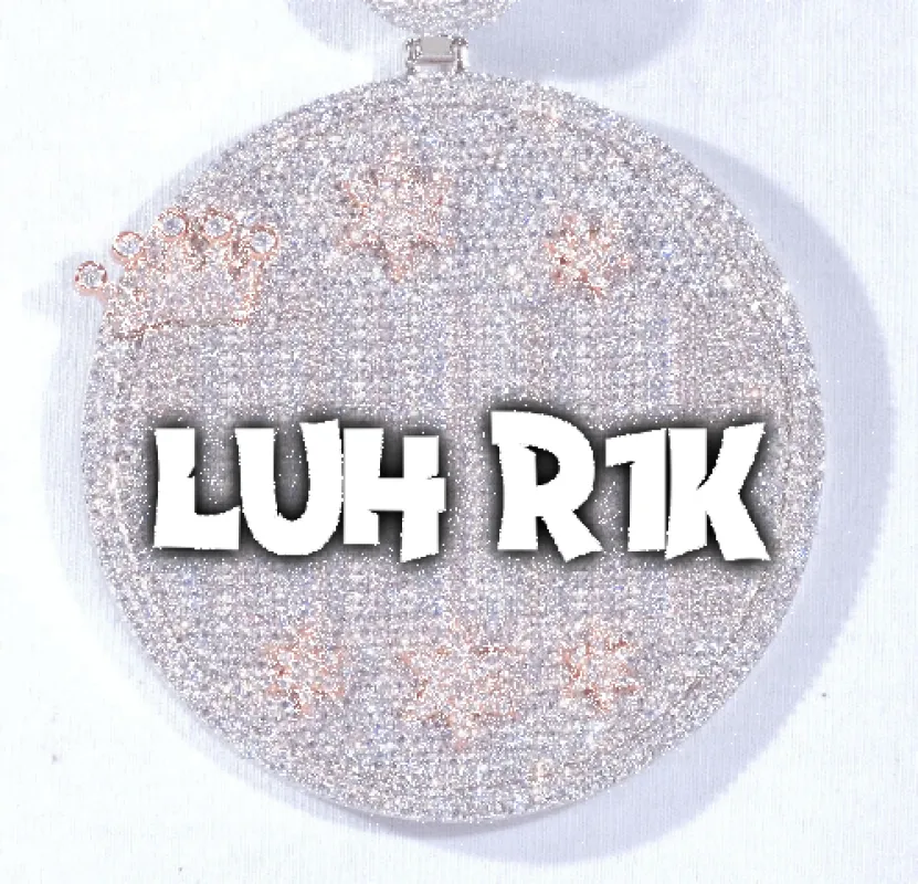 CUSTOM LETTER NECKLACE 3D BIG CROWN DISC sold by The GUU Shop