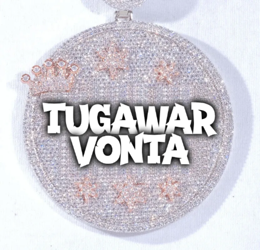 CUSTOM LETTER NECKLACE 3D BIG CROWN DISC sold by The GUU Shop