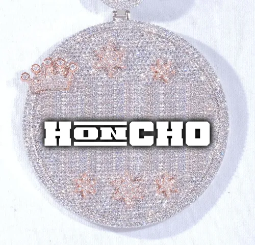 CUSTOM LETTER NECKLACE 3D BIG CROWN DISC sold by The GUU Shop