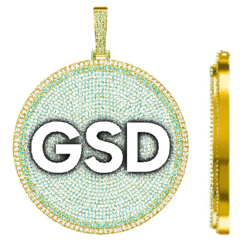 CUSTOM LETTER NECKLACE 3D BIG DISC sold by The GUU Shop