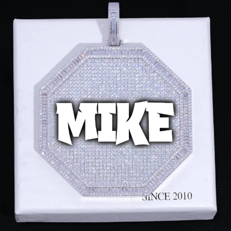 CUSTOM LETTER NECKLACE 3D BIG OCTAGON sold by The GUU Shop