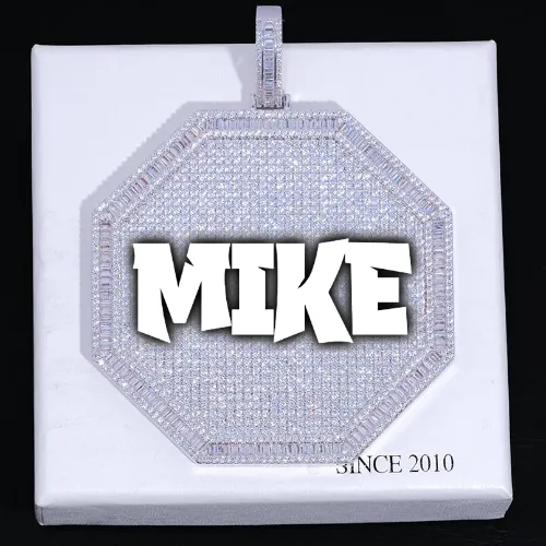 CUSTOM LETTER NECKLACE 3D BIG OCTAGON sold by The GUU Shop